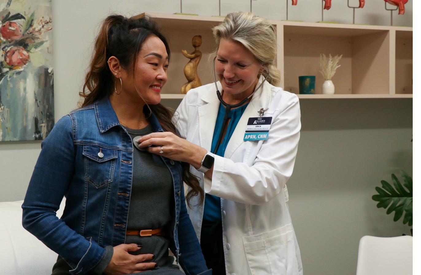 Licensed provider with patient at Alliance Women's Clinic